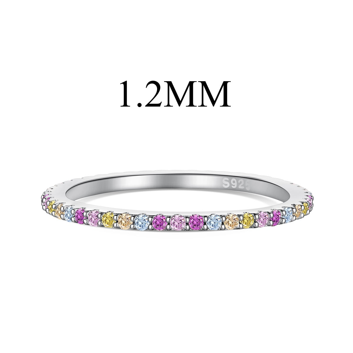 [Love Aura]Ornate Colorful Round Cut Tennis Ring