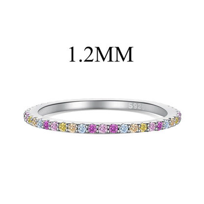 [Love Aura]Ornate Colorful Round Cut Tennis Ring