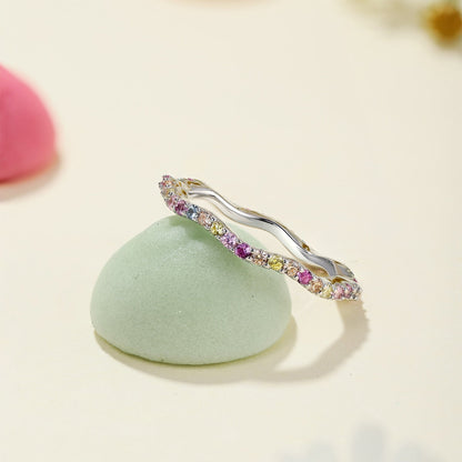 [Love Aura]Dainty Colorful Round Cut Party Ring
