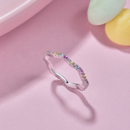 [Love Aura]Dainty Colorful Round Cut Party Ring