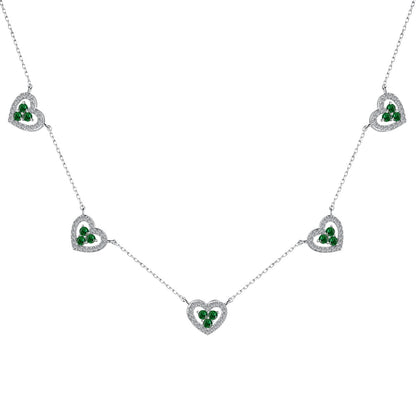 [Love Aura]Sparkling Five Heart Necklace