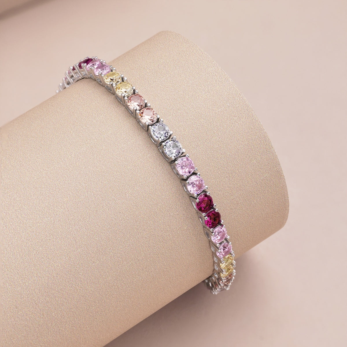 [Love Aura]Radiant Colorful Round Cut Tennis Bracelet