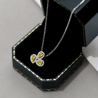 [Love Aura]Elegant Flower Shape Pear Cut Necklace