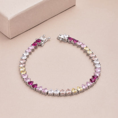 [Love Aura]Luxurious Colorful Romantic Heart Shape Lover Bracelet