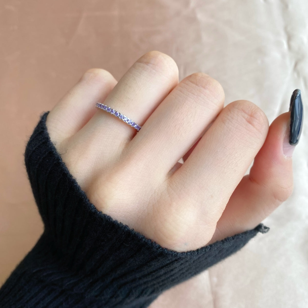 [Love Aura]Delicate Sparkling Round Cut Daily Ring