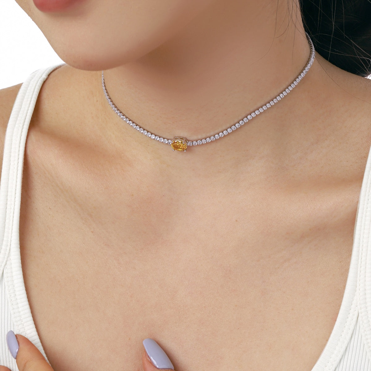 [Love Aura]1.0 Carat Shining Oval Cut Necklace