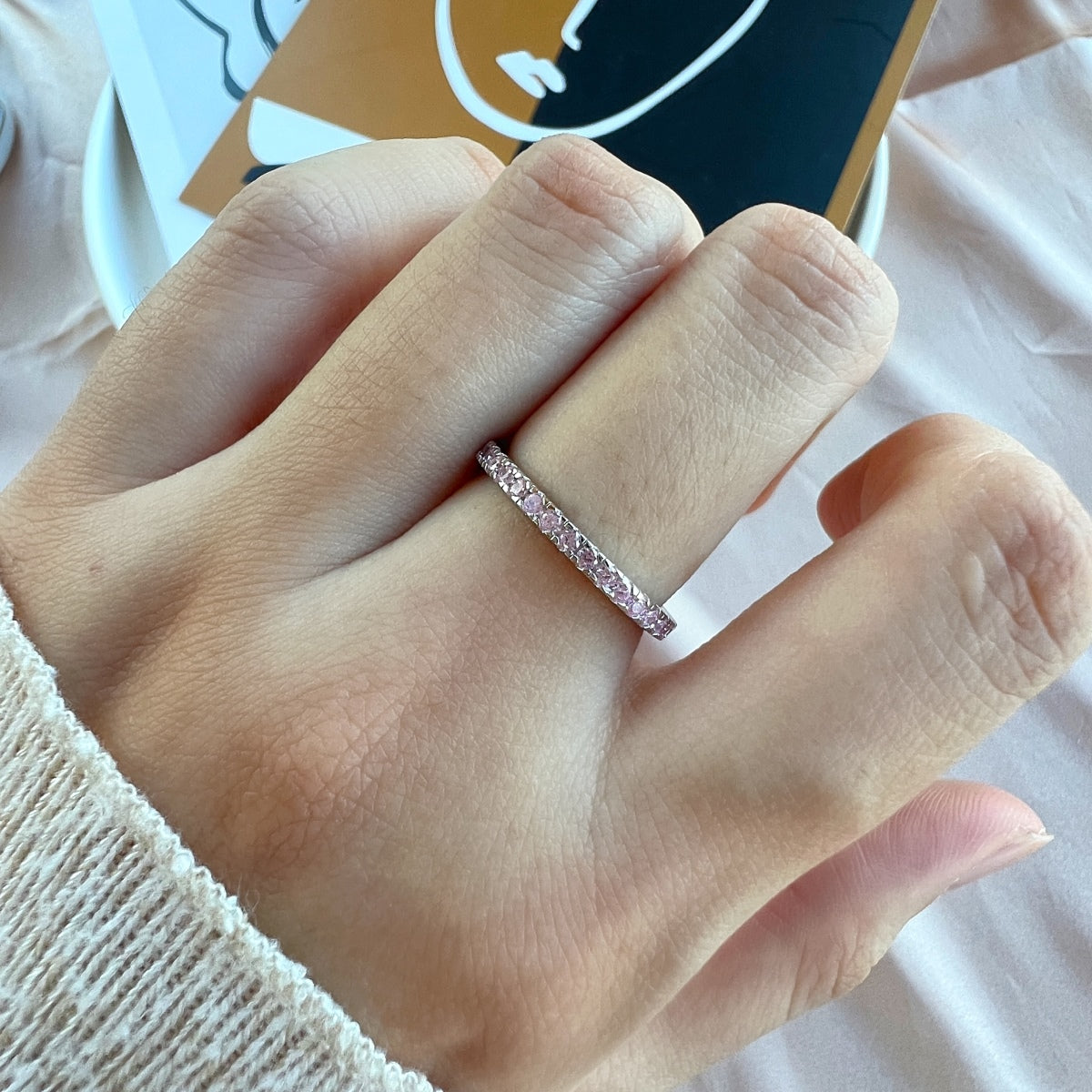 [Love Aura]Delicate Sparkling Round Cut Daily Ring