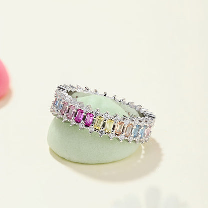 [Love Aura]Splashy Ornate Emerald Cut Cocktail Ring