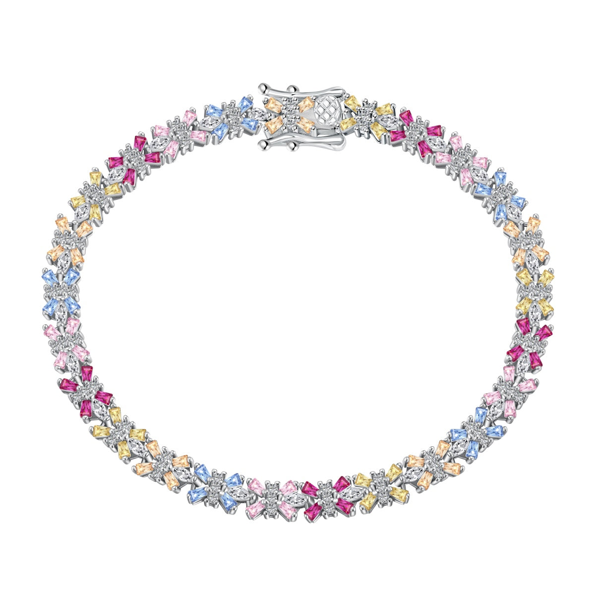 [Love Aura]Radiant Colorful Emerald Cut Party Bracelet