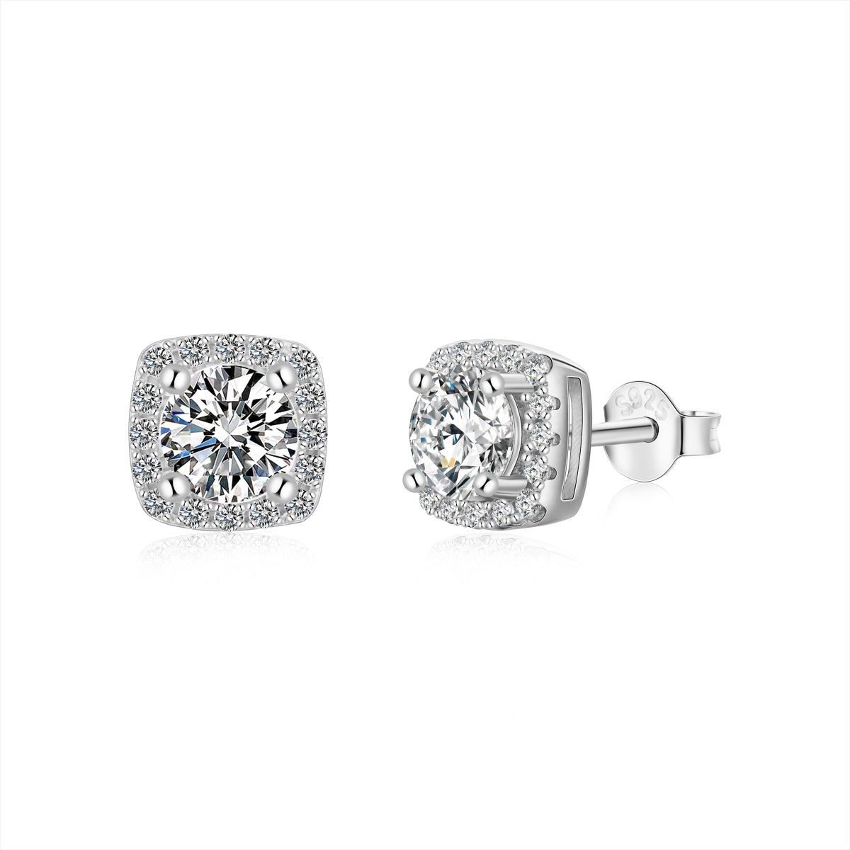 [Love Aura]Classic Round Center Stone Stud Earrings