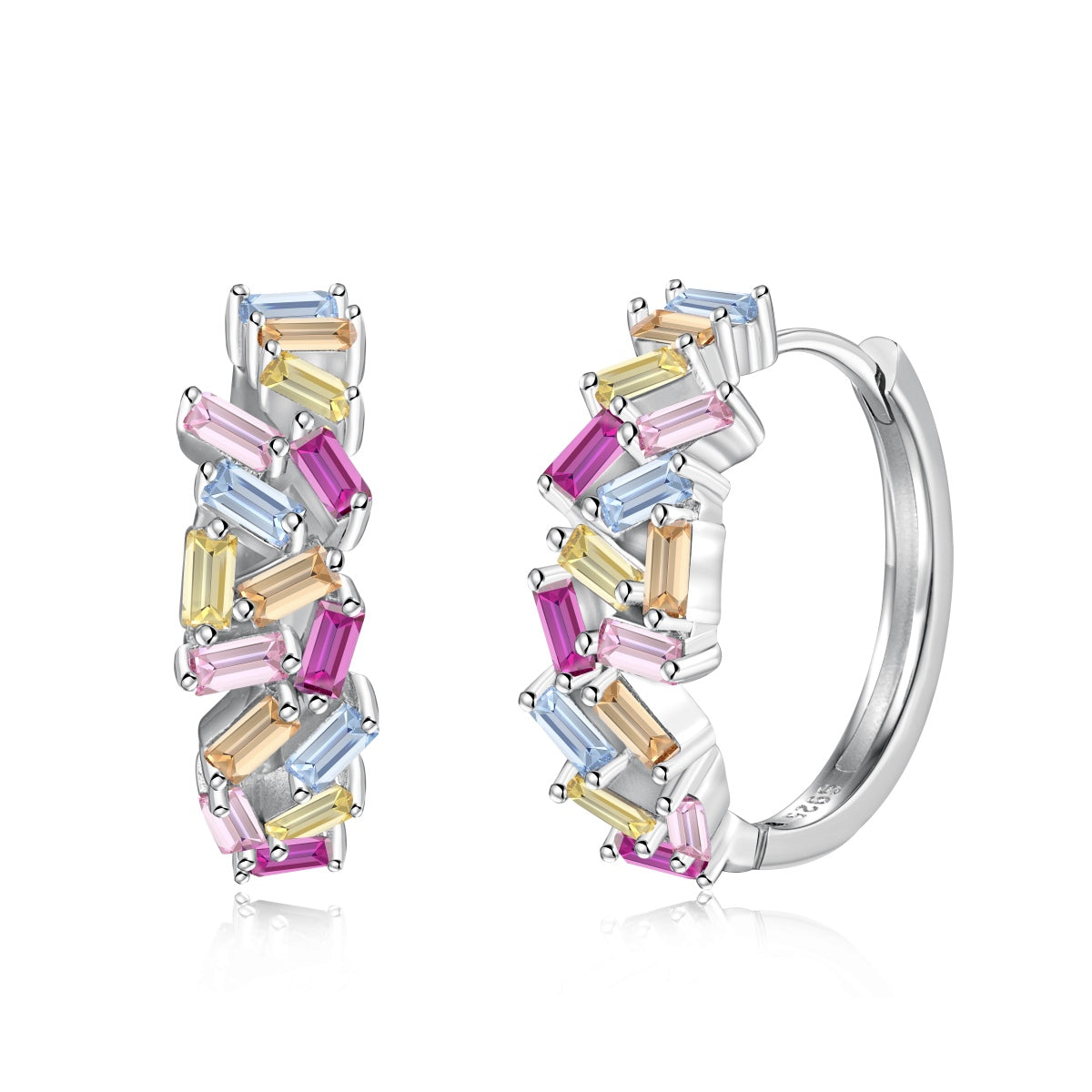 [Love Aura]Dazzling Colorful Emerald Cut Daily Earrings