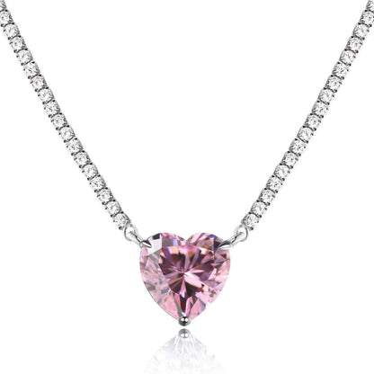 [Love Aura]8.0 Carat Versatile Colorful Sweet Heart-Shaped Tennis Necklace