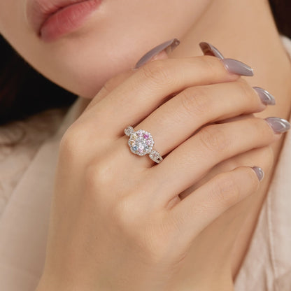 [Love Aura]Delicate Colorful Round Cut Flower Shape Wedding Ring