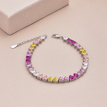 [Love Aura]Luxurious Colorful Romantic Heart Shape Lover Bracelet