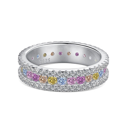 [Love Aura]Delicate Colorful Round Cut Daily Ring