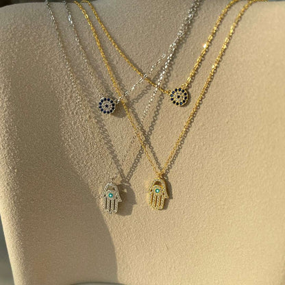 [Love Aura]Demon Eye Hamsa Palm Necklace