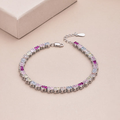 [Love Aura]Delicate Colorful Emerald Cut Party Bracelet