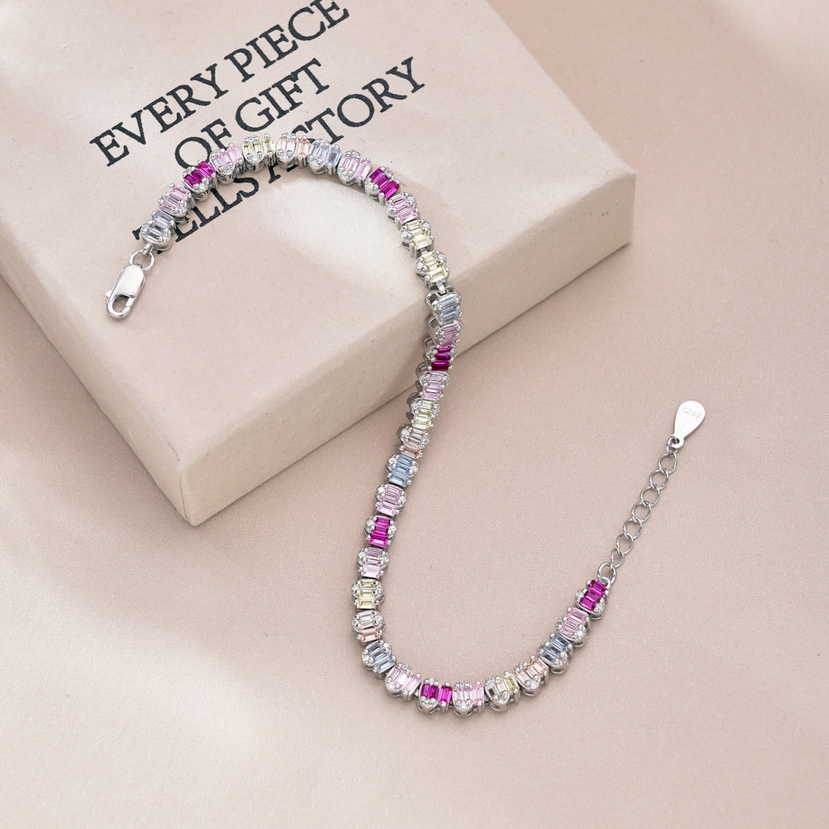 [Love Aura]Delicate Colorful Emerald Cut Party Bracelet