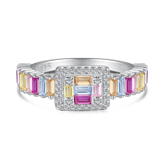 [Love Aura]Exquisite Colorful Radiant Cut Party Ring
