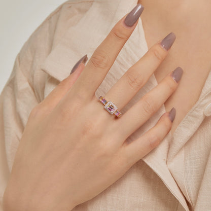 [Love Aura]Exquisite Colorful Radiant Cut Party Ring