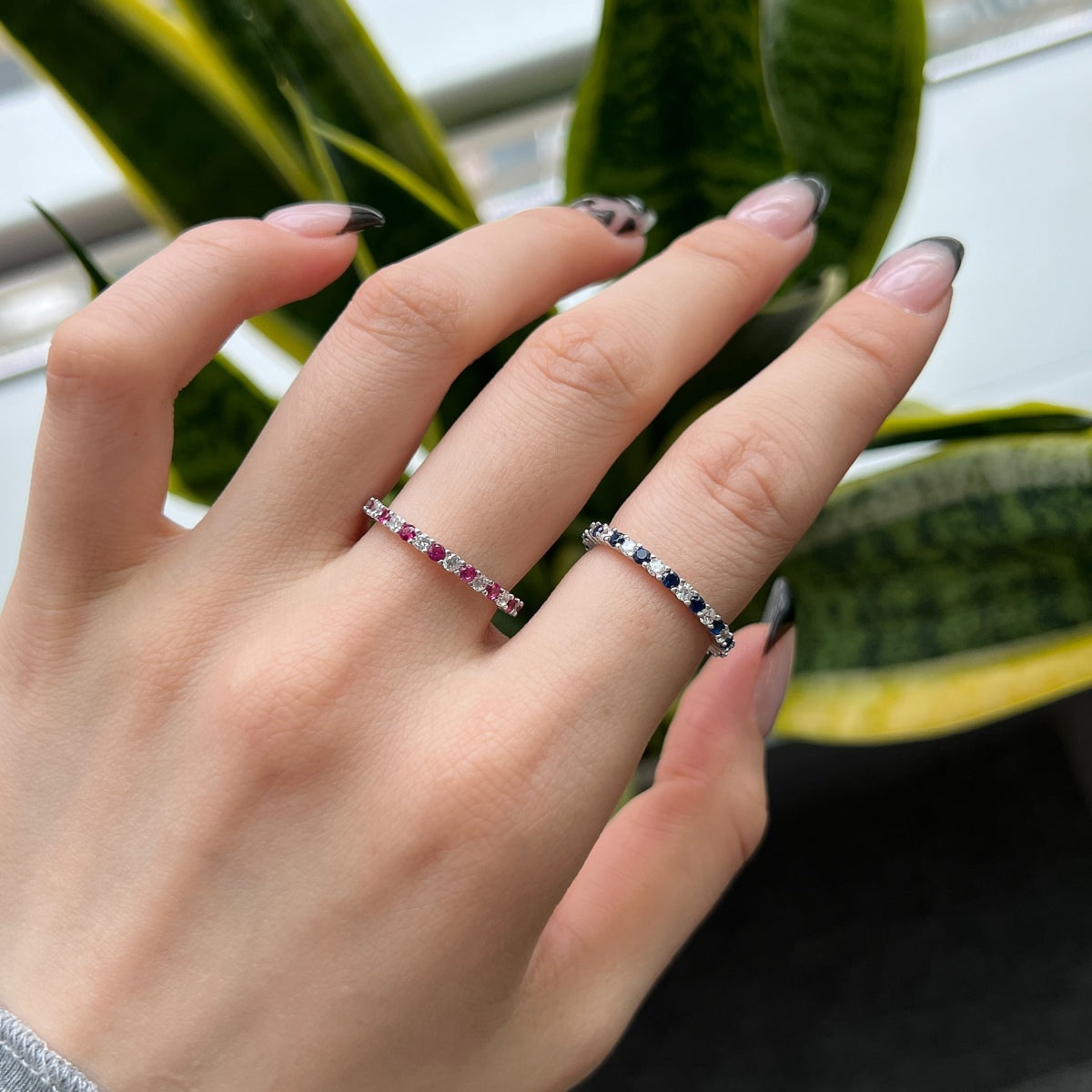 [Love Aura]Exquisite Colorful Round Cut Tennis Ring