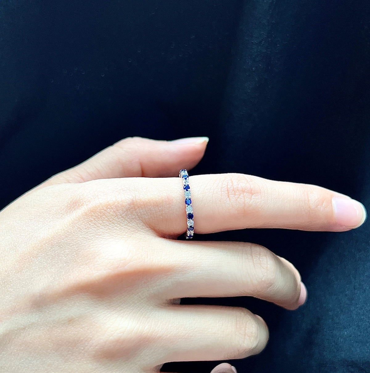 [Love Aura]Exquisite Colorful Round Cut Tennis Ring