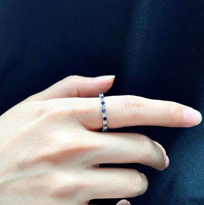 [Love Aura]Exquisite Colorful Round Cut Tennis Ring