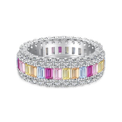 [Love Aura]Dainty Colorful Radiant Cut Daily Ring