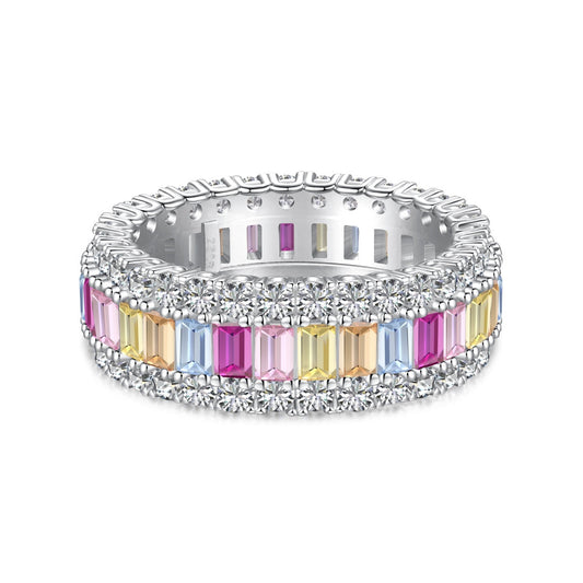 [Love Aura]Dainty Colorful Radiant Cut Daily Ring
