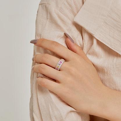 [Love Aura]Dainty Colorful Radiant Cut Daily Ring