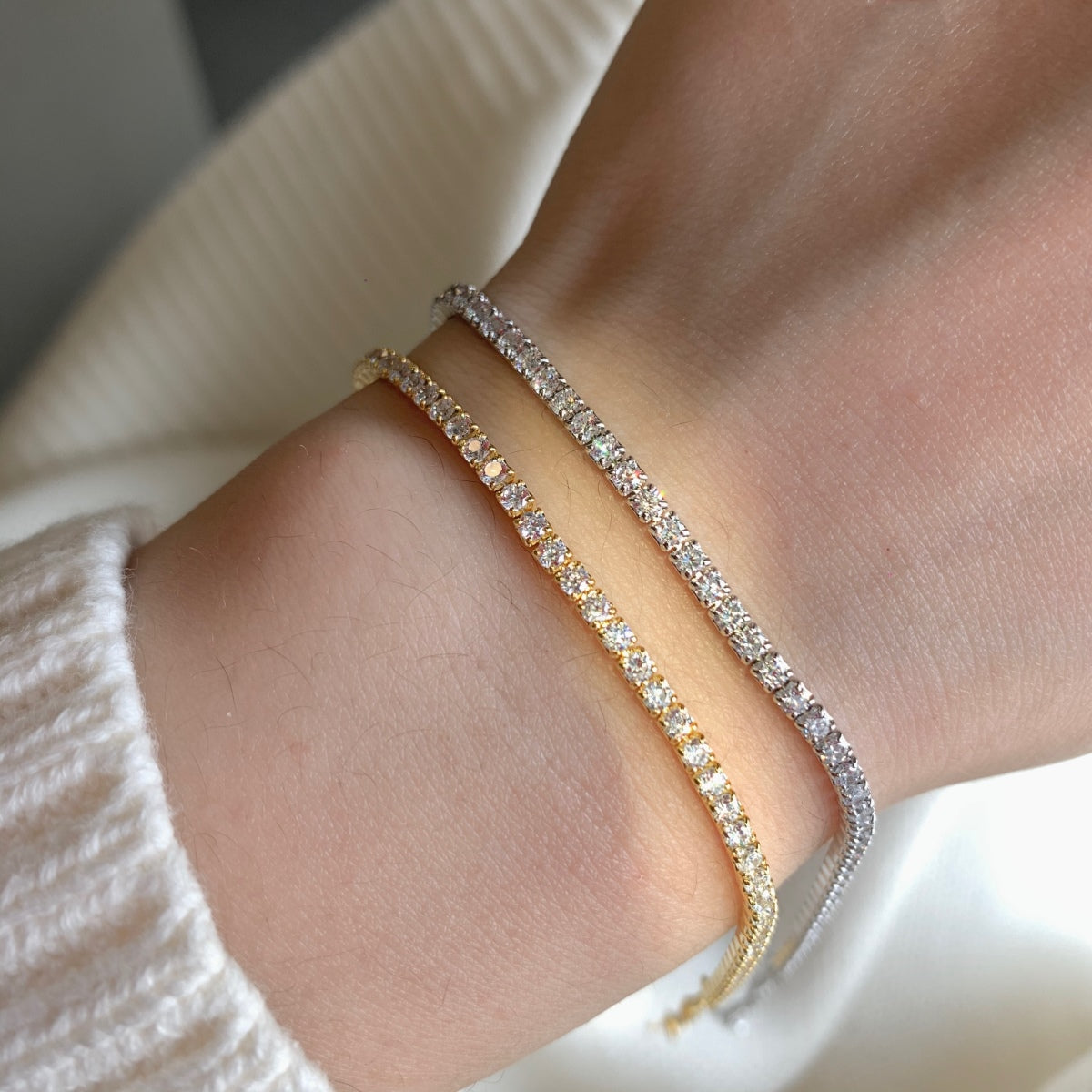 [Love Aura]Radiant Shinning Princess Cut Tennis Bracelet