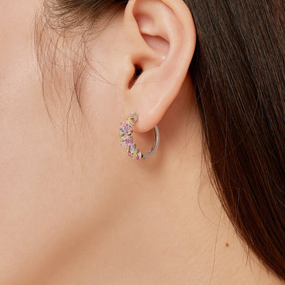 [Love Aura]Dazzling Colorful Emerald Cut Daily Earrings