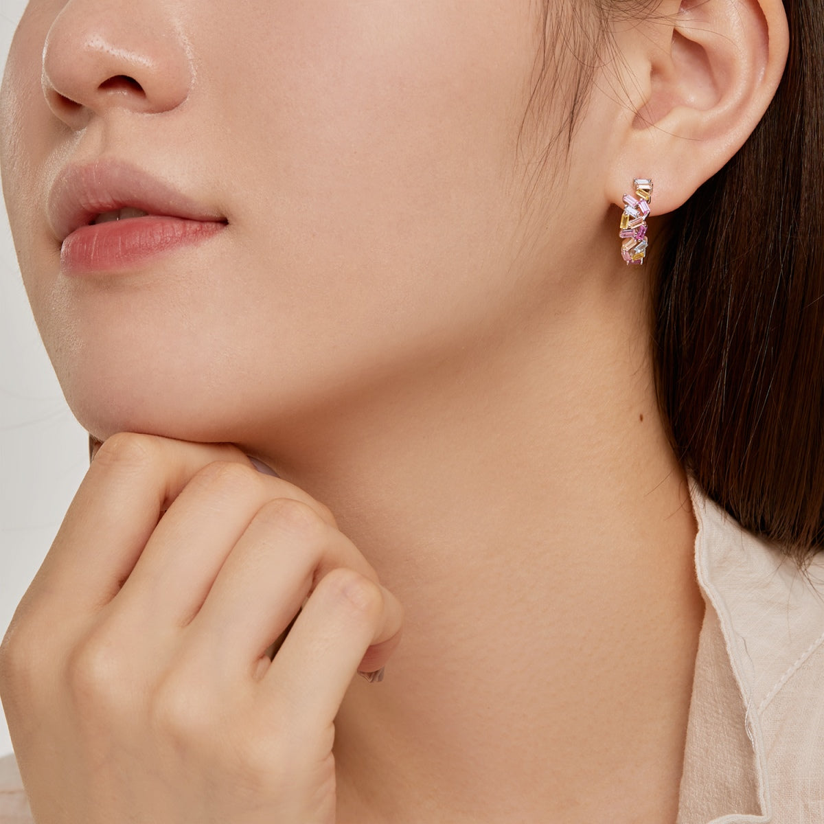 [Love Aura]Dazzling Colorful Emerald Cut Daily Earrings