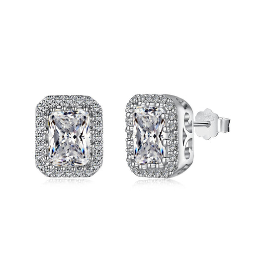 [Love Aura]1.0 Carat Luxurious Dainty Emerald Cut Daily Earrings