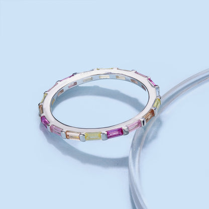 [Love Aura]Exquisite Multicolored Emerald Cut Daily Ring