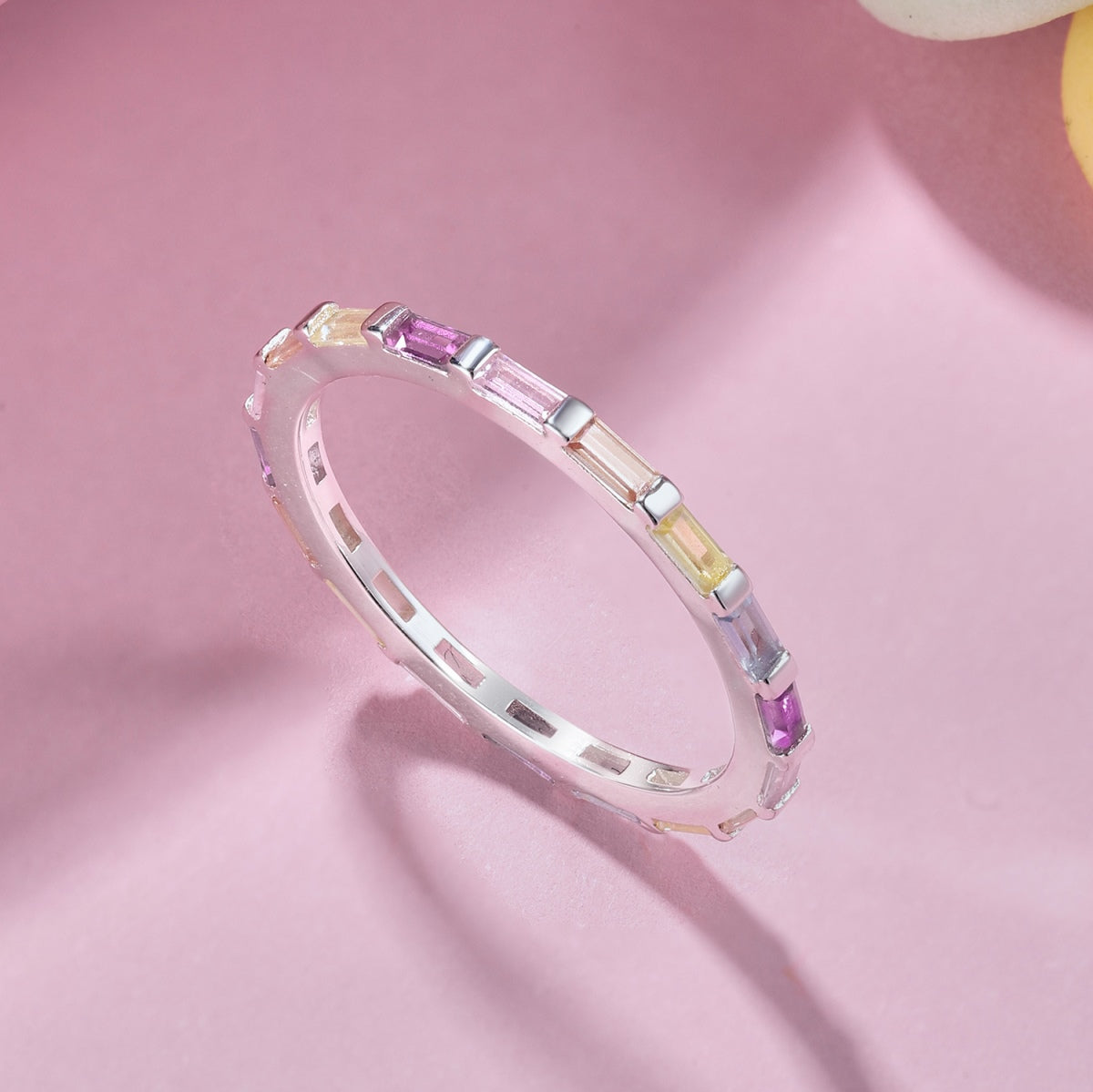 [Love Aura]Exquisite Multicolored Emerald Cut Daily Ring