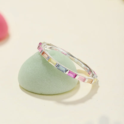 [Love Aura]Exquisite Multicolored Emerald Cut Daily Ring