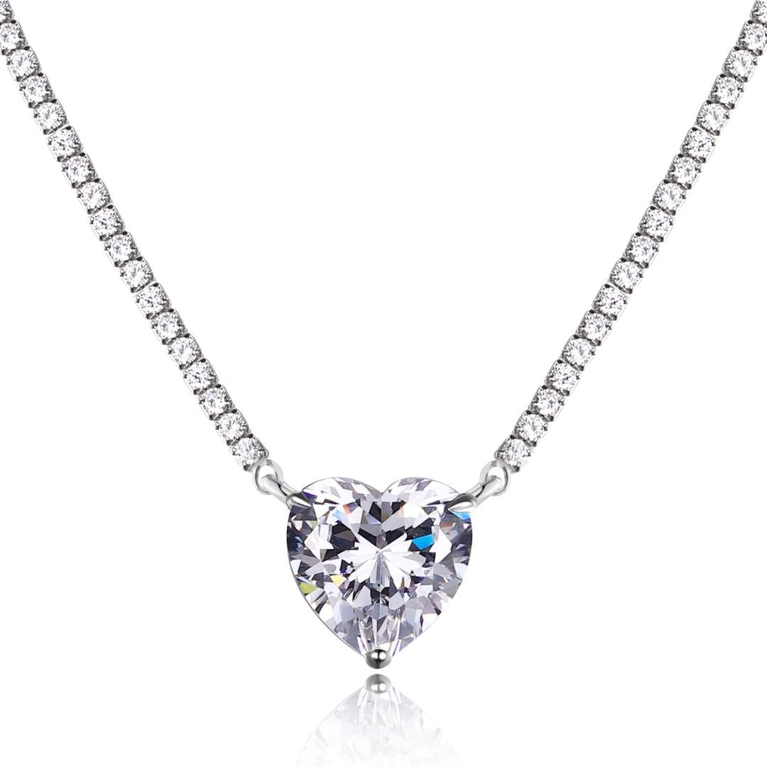 [Love Aura]8.0 Carat Versatile Colorful Sweet Heart-Shaped Tennis Necklace