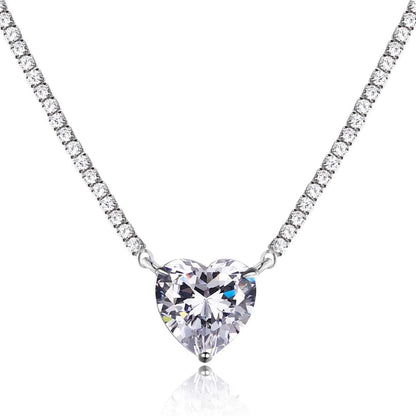 [Love Aura]8.0 Carat Versatile Colorful Sweet Heart-Shaped Tennis Necklace