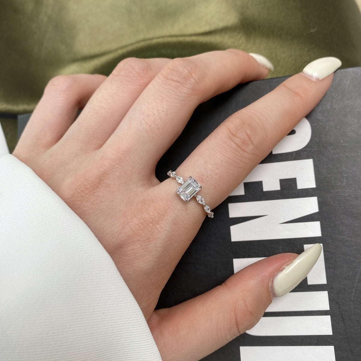 [Love Aura]1.0 Carat Dainty Resplendent Radiant Cut Daily Ring