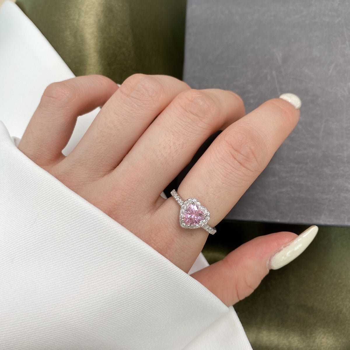 [Love Aura]Eternity Splashy Romantic Heart Shape Lover Ring