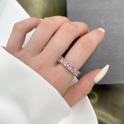 [Love Aura]Elegant Princess Cut Tennis Ring