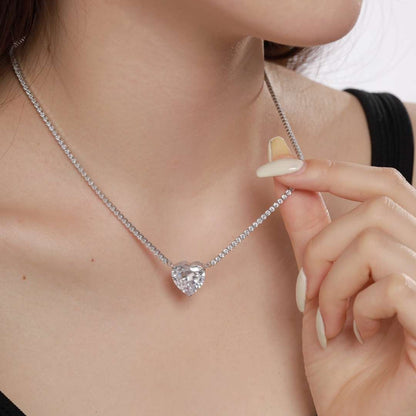 [Love Aura]8.0 Carat Versatile Colorful Sweet Heart-Shaped Tennis Necklace