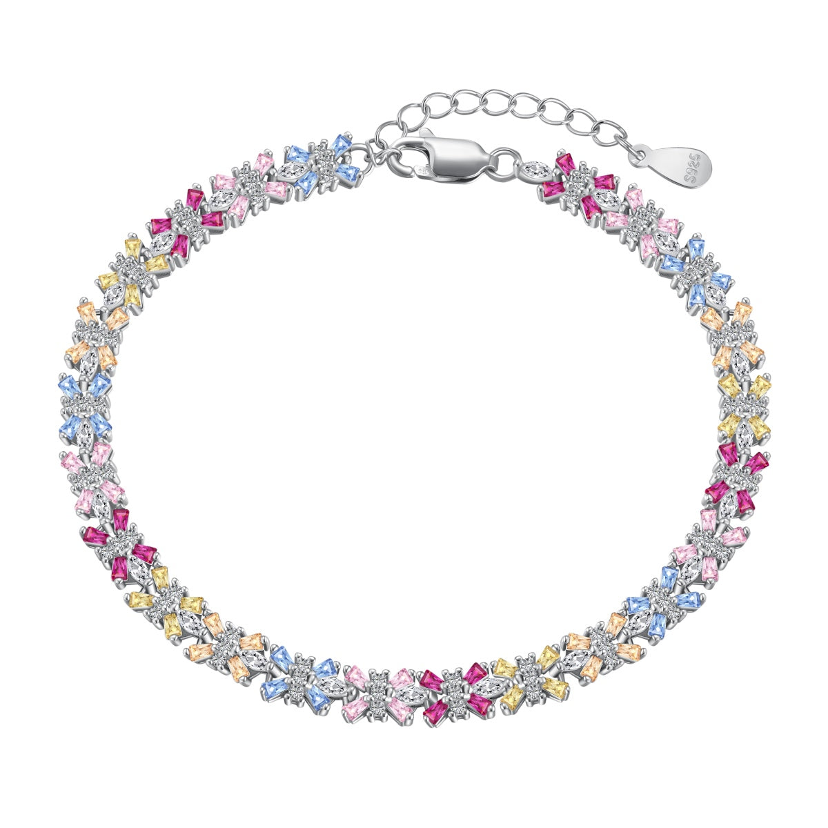 [Love Aura]Radiant Colorful Emerald Cut Party Bracelet