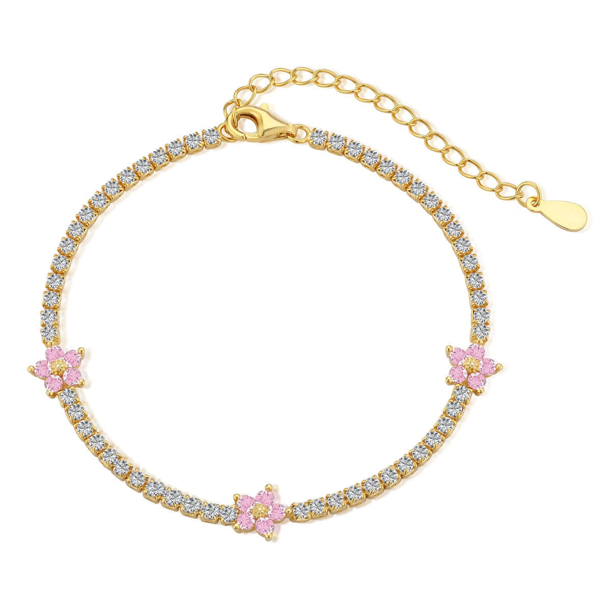 [Love Aura]Sparkling Flower Shape Tennis Bracelet