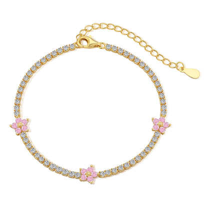 [Love Aura]Sparkling Flower Shape Tennis Bracelet