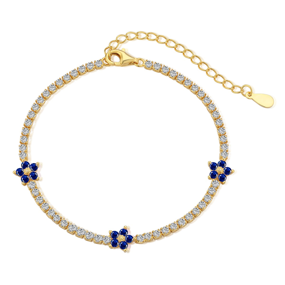 [Love Aura]Sparkling Flower Shape Tennis Bracelet