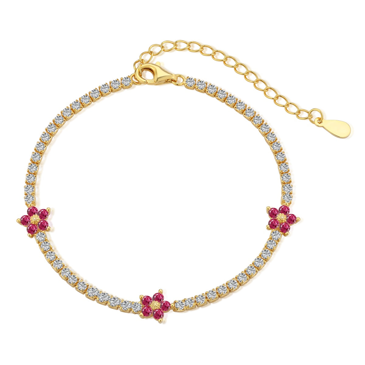 [Love Aura]Sparkling Flower Shape Tennis Bracelet