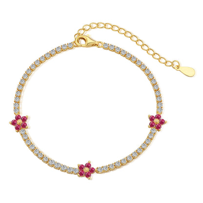 [Love Aura]Sparkling Flower Shape Tennis Bracelet