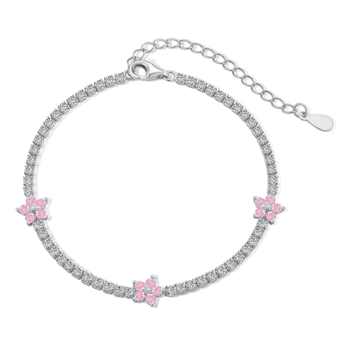 [Love Aura]Sparkling Flower Shape Tennis Bracelet